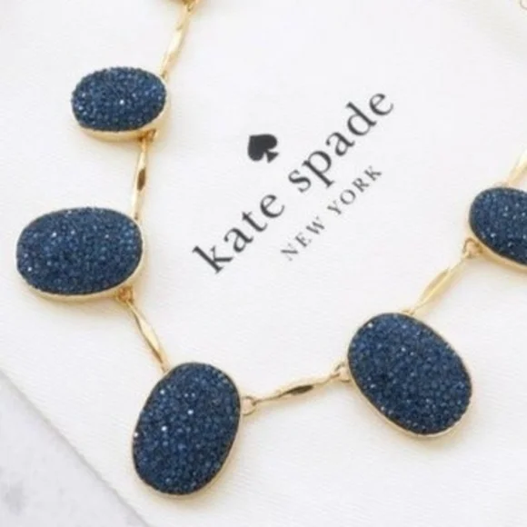 NWT Kate Spade Navy Sapphire Blue Pave the Way Statement Necklace - Picture 6 of 10